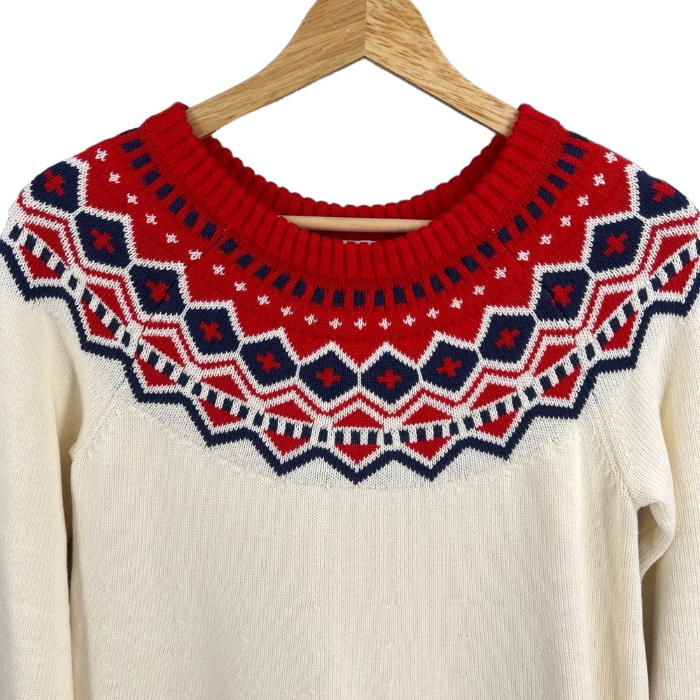 Hanna Andersson Sweater Dress Red White Knit Scandinavian Traditional Kids 12 - Picture 3 of 5